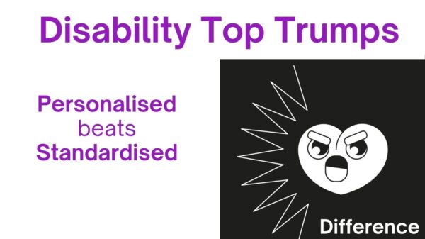 Disability top trumps card- Personalised Beats Standardised