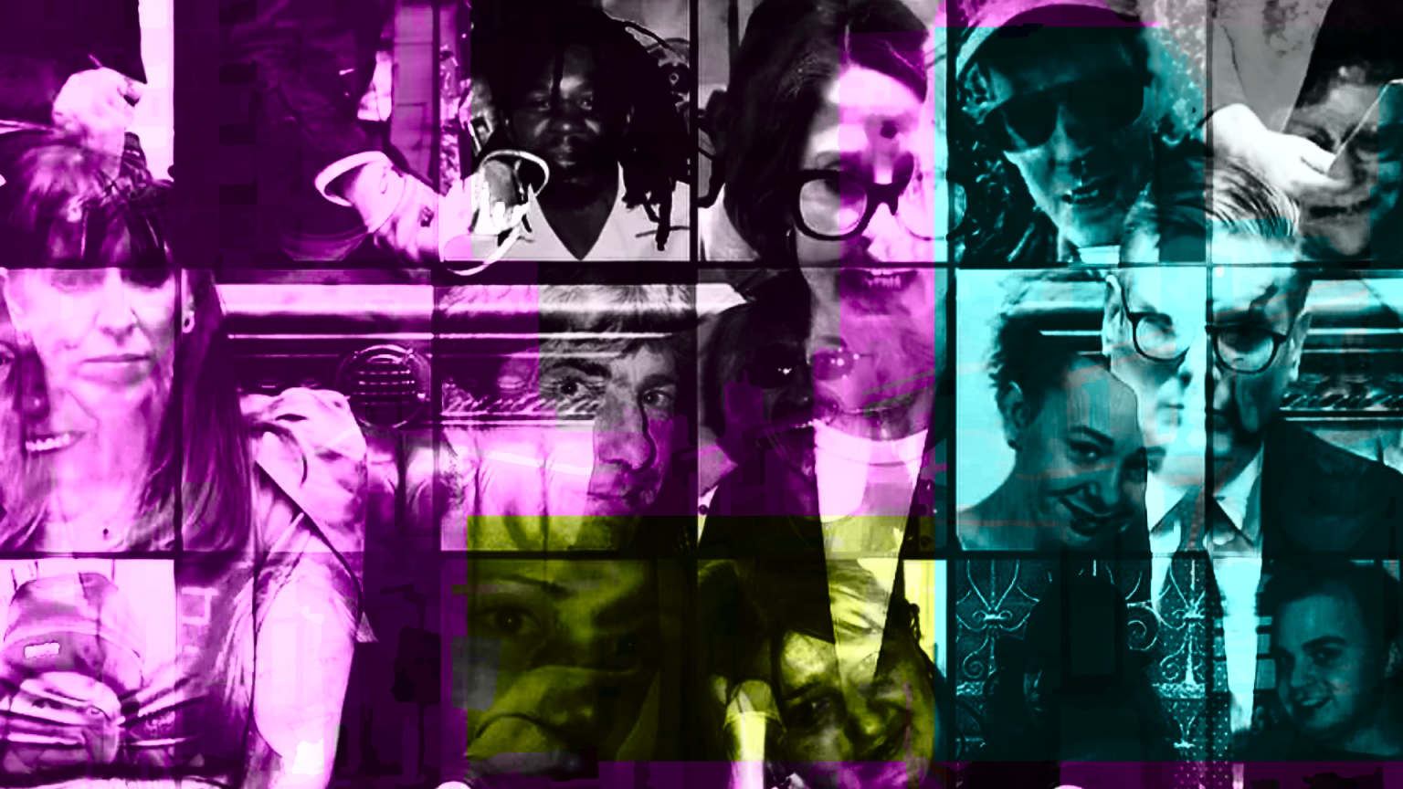 Image of Labour chancellor colourised purple, yellow and blue, overlaid are the photographs of people who died due to benefit cuts.