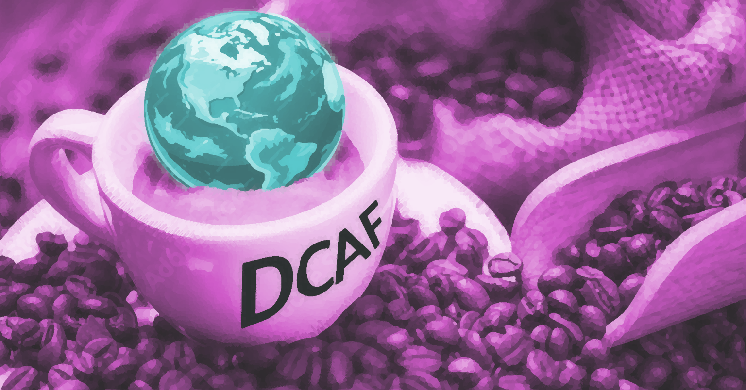 Disabled climate action forum: A cup of coffee with plant Earth inside with the writing DCAF on it