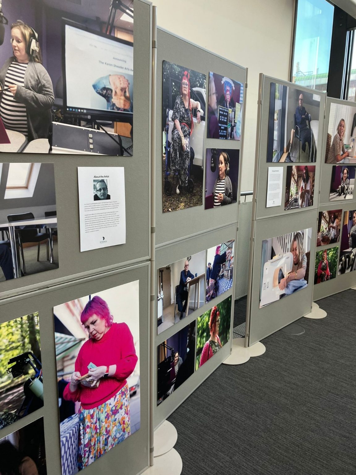 Claiming the Normal. Photograph of Kev Howard's work for 'claiming the Normal' being exhibited in Newcastle Library