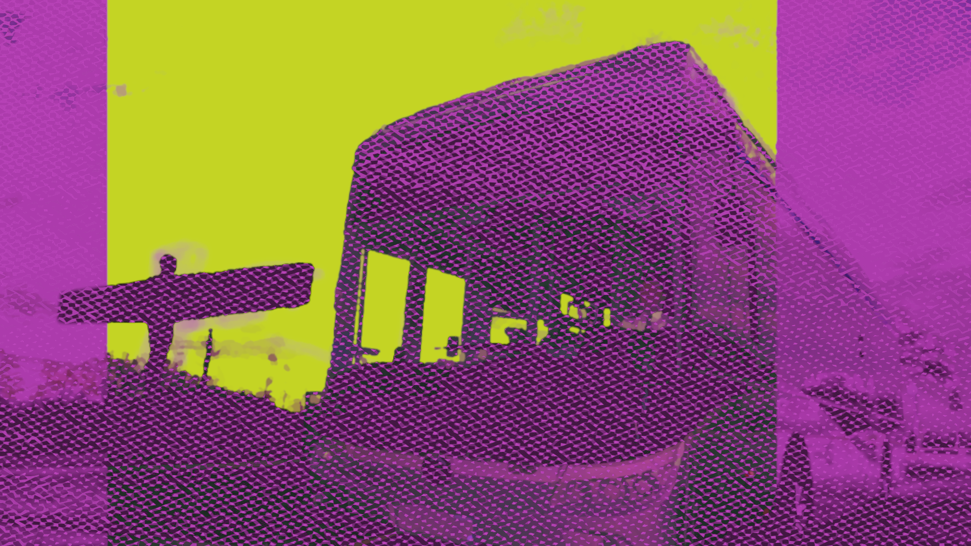 Accessible Transport - getting from A to B. Disabled Voices Must Shape Transport. Image is a stylised graphic of a bus infront of the Angel of the North